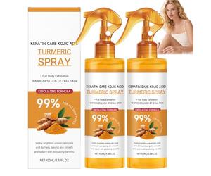 Spray per esfoliazione per corpo, peel shot turmeric spray, Keratin Care Formula, brightens & Evens Skin Tone,Smooths & Refreshes,Portable Tool-Free,Travel-Friendly,For All Skin Types,100ml (2pcs)