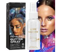 Spray per glitterata - polvere per corpo olografica, polvere per capelli scintillante | Festival di lunga durata Highlight for Skin Face Makeup compleanno Halloween Christmas Party Women