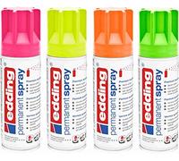 Spray permanente edding 5200 - Set di 4 x 200 ml, vernice acrilica ad alta copertura e decorazione con testine di ricambio