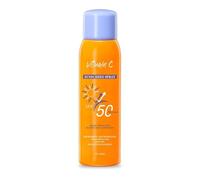 Spray solare alla vitamina C, leggera e trasparente, SPF 50 PA+++, 150 ml, tono della pelle uniforme, liscio e morbido, idratante e idratante, non richiede rimozione del trucco