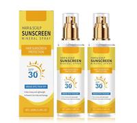 Spray solare per capelli e cuoio capelluto SPF 30, spray protettivo UV non grasso, previene lo sbiadimento/secchezza del colore, protezione del cuoio capelluto arricchita al cocco (2PCS)