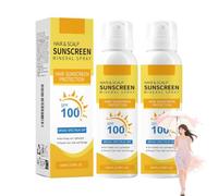 Spray solare SPF 100 per capelli e cuoio capelluto, spray protettivo solare per capelli, formula leggera e non untuosa, previene lo sbiadimento del colore e la secchezza (2pcs)