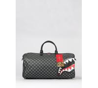 SPRAYGROUND Borsa da viaggio a scacchi con logo Shark in cotone spalmato OS Nero