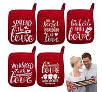Spread The Love Holders - Supporti per pentole a forma di cuore a quadretti per cucina, 5 pezzi, supporto antiscivolo per cuocere e cucinare in cucina