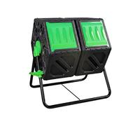 Spreco alimentare Compostiera a doppia camera for esterni, 31 galloni, compostaggio rotante con 2 porte scorrevoli e sistema di aerazione, compost tumbler da giardino(Green)