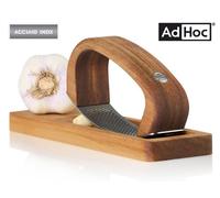 SPREMI AGLIO IN ACCIAIO INOX E LEGNO DI ACACIA CON SUPPORTO - TAGLIERE "ADHOC"