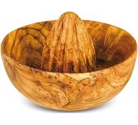 Spremiagrumi con ciotolina integrata raccogli succo in legno di ulivo cm 14x14x7