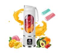 Spremiagrumi con display digitale, frullatore portatile da 450 ml, mini frullatore elettrico con 12 lame in acciaio inossidabile, 3 velocità, display LED intelligente for casa/viaggio(White)