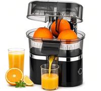Spremiagrumi Elettrico a Doppia Testa per Arance, Spremiagrumi Elettrico Automatico a Un Tocco per Limoni con Taglierina Integrata, Motore da 18000 Giri/min, Facile da Pulire, per Arance, Limon black