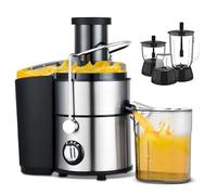 Spremiagrumi elettrico con ampio scivolo di alimentazione da 65 mm, estrattore di succo centrifugo a 2 velocità per frutta e verdura intera, spremiagrumi facile da pulire con parti prive di BPA