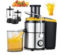 Spremiagrumi elettrico e frullatore con scivolo di alimentazione da 65 mm, estrattore centrifugo a 2 velocità per frutta, verdura e agrumi