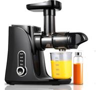 Spremiagrumi frutta e verdura con 2 modalità di velocità - Slow Juicer con bottiglia portatile e 2 tazze - Senza BPA Cold Press Juicer con LED intelligente e funzione di inversione - Nero [Classe di e