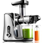 Spremiagrumi frutta e verdura con 2 modalità di velocità - Slow Juicer con bottiglia portatile e 2 tazze - Senza BPA Cold Press Juicer con LED intelligente e funzione di inversione - Grigio [Classe di