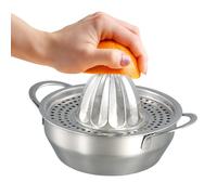 Spremiagrumi Manuale a Doppia Maniglia, Spremiagrumi Acciaio Inox da 400ml, Spremi Agrumi con Filtro, Facile da Separare la Polpa dal Succo, Lavabile in Lavastoviglie, Robusto e Durevole
