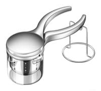 Spremiagrumi manuale rotante con rete in acciaio inossidabile 304 e manico ergonomico in alluminio, pressa manuale multifunzione per limone, patate, purea di zucca e altro, utensile da cucina argento