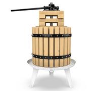 spremiagrumi per sidro di frutta e mele, cestino in legno massiccio, stelo manuale, spremiagrumi per succo, vino, sidro, adatto per esterni, cucina e casa 3.17 Gallon Burlywood.