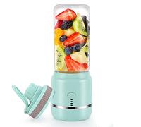 Spremiagrumi portatile, 6 lame da 400 ml, frullatore portatile in vetro borosilicato, potente frullatore per frutta, frullatore per alimenti per bambini, per cucina, casa, viaggi (blu)