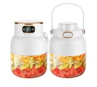 Spremiagrumi portatile multifunzione da 600 ml con display digitale, frullatore portatile per frullati in viaggio, frullatore per succo ricaricabile USB, doppia + doppio coperchio