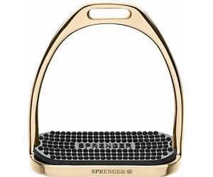Sprenger FILLIS Stirrups Gold - Stainless Steel, Size 120 mm with Black Rubber Pad - 1 paio