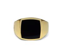 Sprezzi anello gioiello maschile oro in argento sterling 925 anello castone placcato oro 18k con pietra naturale onice nera | Dalla Germania gioielli da uomo in argento massiccio con cofanetto regalo