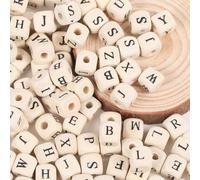 Sprießen 200 PCS di Alfabeto in Legno Naturale, Perle di Alfabeto in Legno ABC Puzzle, per Incoraggiare la creatività e l'ortografia dei Bambini/Gioielli Fai-da-Te/Bracciali/Collane/Portachiavi