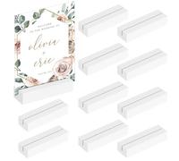 Sprifityy 10 Pezzi portacarte in legno, segnaposto di faggio, portafoto in legno per matrimoni, banchetti e feste, portacarte menù, portafoto, portacartoline (Bianco)