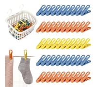 Sprifityy 50 Pezzi con cestello portamollette,Mollette antiscivolo,Clip Morbide in Plastica,Mollette Stabili Senza Impronta,per Stendibiancheria o Stendibiancheria (Verde Arancione,Giallo)
