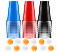 Sprifityy Beer Pong,51 Pezzi 500ml Bicchieri Beer Pong e 12 Pezzi Palline da P ing Pong,Bicchieri di plastica riutilizzabili,per Giochi di bevute, Feste, Compleanni, Matrimoni, Campeggio