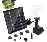 Sprifityy Pompa solare per fontane,Fontana Solare 1.5W,Pompa per Acqua Solare con Tubi da 3M,6 ugelli per colibri,per Giardino, Bagno per Uccelli,Contenitori per Pesci,stagno,piscina