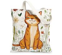Spring Abyssinian Cats Tote Bag per lo shopping 13 * 15, borsa della spesa riutilizzabile con fiori in stile cartone animato, per donne, lavoro di animali domestici, viaggio, decorazione regalo