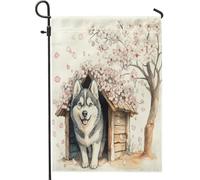 Spring Alaskan Malamutes - Bandiere da giardino per cani, 30,5 x 45,7 cm, double face, per esterni, divertenti bandiere floreali per cabina, cortili, piccole bandiere in tela per la casa, per animali