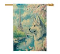 Spring Alaskan Malamutes - Bandiere per la casa del cane, 71 x 101 cm, double face, per esterni, torri romantiche, bandiere verticali in tela di lino, bandiera per la casa, per animali domestici