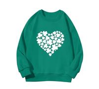 Spring and Autumn New Fashionable Cute Print Comfortable Version of The Girls Print - Felpa da donna, verde, 12-13 Jahre
