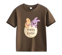 Spring and Autumn New Fashionable Cute Print Comfortable Version of The Girls Printed T Shirt 1 ragazzo, caffè, 4-5 Jahre