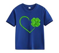 Spring and Autumn New Fashionable Cute Print Comfortable Version of The Girls Printed T Shirt Blusa con scollo, Blu scuro, 10-11Years