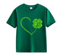 Spring and Autumn New Fashionable Cute Print Comfortable Version of The Girls Printed T Shirt Blusa con scollo, verde, 12-13 Jahre