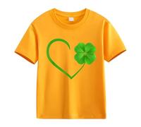 Spring and Autumn New Fashionable Cute Print Comfortable Version of The Girls Printed T Shirt Blusa con scollo, Colore: arancione., 10-11Years