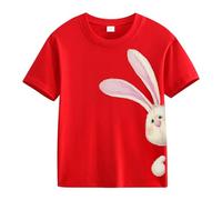 Spring and Autumn New Fashionable Cute Print Comfortable Version of The Girls Printed T Shirt Donna Grigio, Colore: rosso, 10-11Years