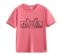 Spring and Autumn New Fashionable Cute Print Comfortable Version of The Girls Printed T Shirt Shirt Girls Girl Side, Colore: rosa., 8-9 Jahre
