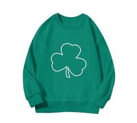 Spring and Autumn New Fashionable Cute Print Comfortable Version of The Girls Stamped Pullover Baby, verde, 8-9 Jahre