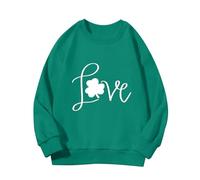 Spring and Autumn New Fashionable Cute Print Comfortable Version of The Girls Stamped Pullover Pullover Ragazza Cane, verde, 10-11 Jahre