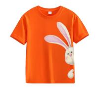 Spring and Autumn New Fashionable Cute Print Comfortable Version of The Girls Stamped T Shirt S Girl T Shirt, Colore: arancione., 8-9 Jahre