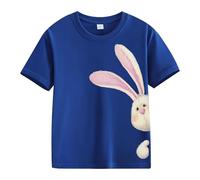 Spring and Autumn New Fashionable Cute Print Comfortable Version of The Girls Stamped T Shirt S Girl T Shirt, Blu scuro, 12-13 Jahre