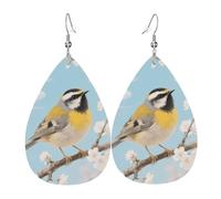 Spring Birds Blooming Flowers Orecchini In Pelle Moda Orecchino In Pelle Divertenti Orecchini Per Carnevale Festa Della Mamma