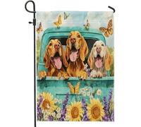 Spring Bloodhound - Bandiere da giardino per cani, 30,5 x 45,7 cm, double face, per esterni, decorazione divertente, per cuccioli, camion, girasole, tela, per casa, animali domestici, piccoli giardini
