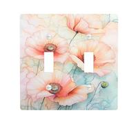Spring Bloom - Piastre di copertura per interruttore della luce, colori pastello e acquarello, fiori di papavero per decorazione da parete, piastre da parete in materiale termoplastico, dimensioni