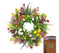 Spring Bloom Wreath, UV Resistant Flower Ring Decor, 40 45 cm Wreath with Outdoor Durability, Artificial PP Floral Craft, Natural Rustic Style Accent, Home Porch Garden Display Use