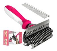 Spring Blossoms - Rastrello professionale 2 in 1 per cani e gatti, pettine per rimuovere facilmente tappetini e grovigli, spazzola per animali domestici, non più peli fastidiosi e volanti (rosa)