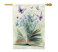 Spring Bluebell - Bandiere per la casa, 71 x 101 cm, double-face, per esterni, libri divertenti, fiori, farfalle, tela verticale, bandiere per la casa, bandiera floreale con stampa floreale sul