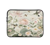 Spring Botanical Birds 15-16 Pollici Trapuntato Laptop Sleeve Case Morbida Notebook Protector Bag Computer Carry Case